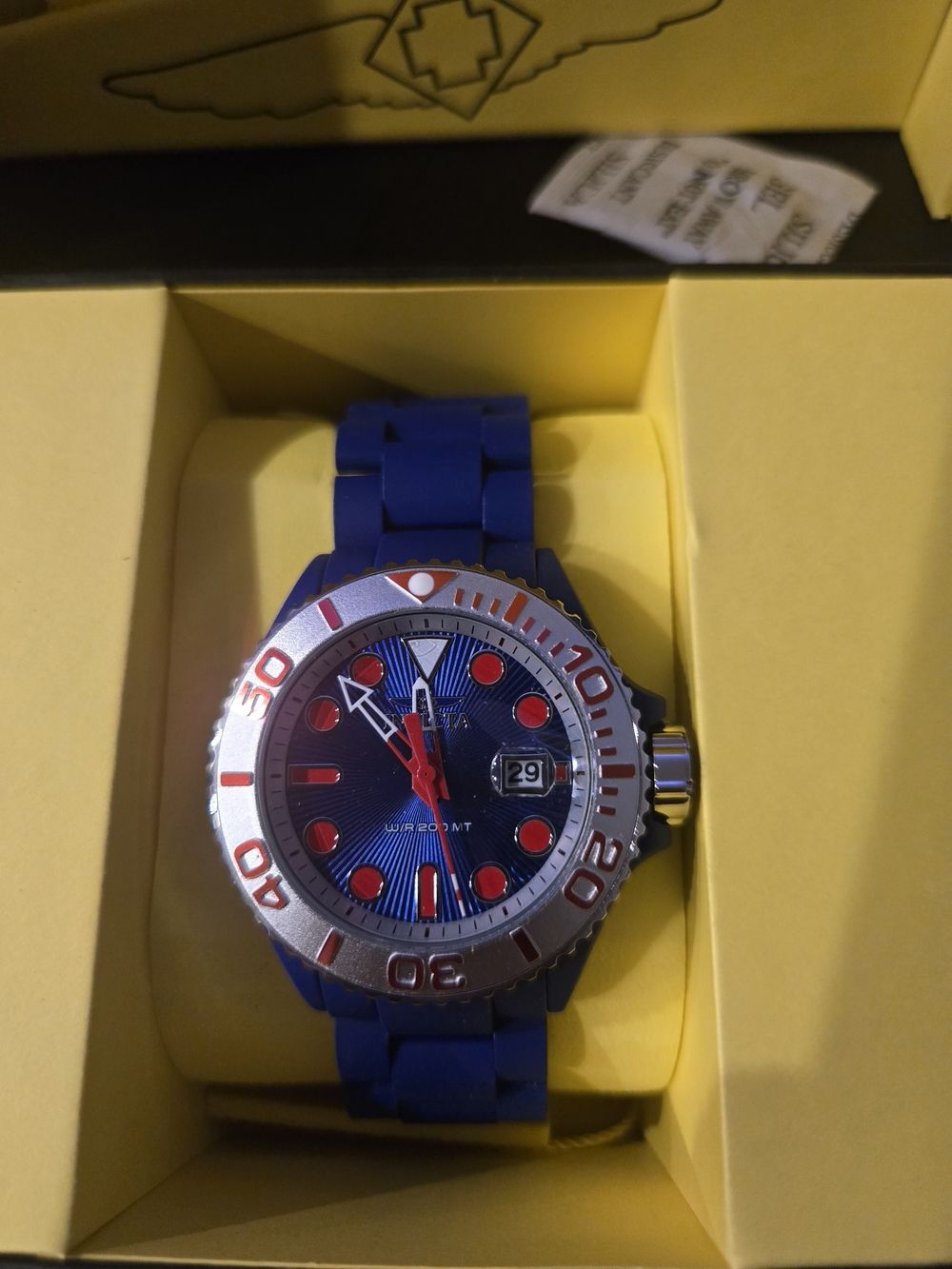 Invicta Blue Dial Men's Watch with Red Accents